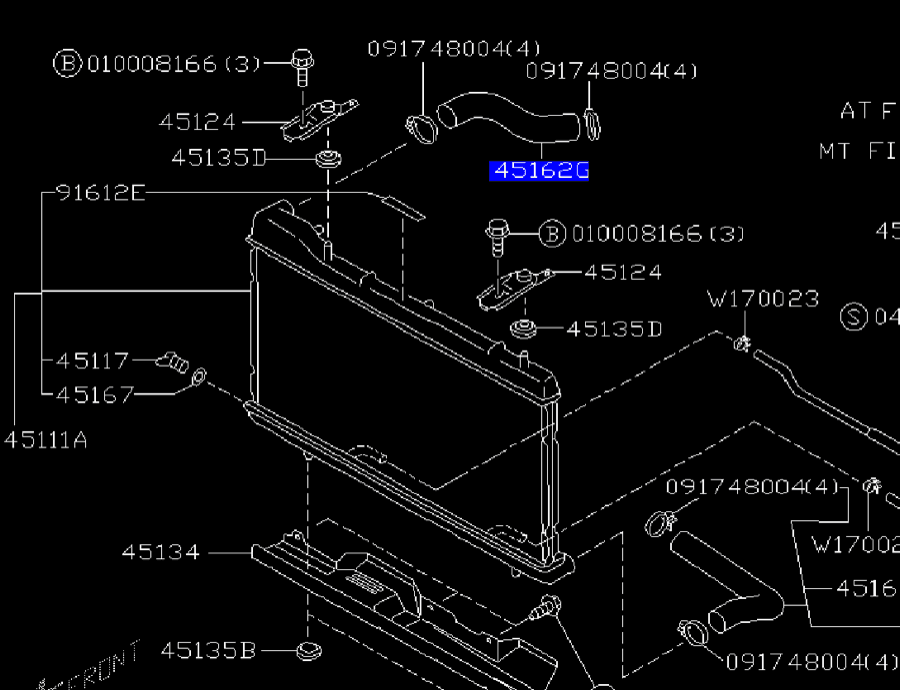 98-02 SF5 Forester Top Radiator Hose, additional view